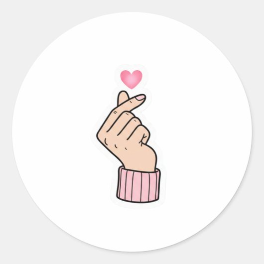 K-Pop Finger Heart - Cute Pink Aesthetic Sticker (Vorderseite)