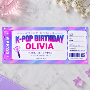 K-Pop Geburtstags-VIP-Pass Pastelkonzert-Ticket Einladung
