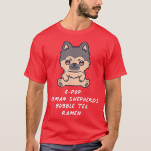 K-Pop German Shepherds Bubble Tea Ramen Kawaii Dog T-Shirt