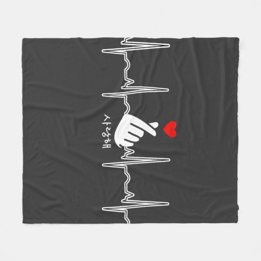 K-Pop Heart Finger Hand Symbol Saranghae EKG Fleecedecke (Vorderseite (Horizontal))