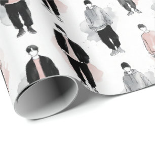 K-Pop-Idole Silhouette-Ästhetik Nahtloses Muster Geschenkpapier