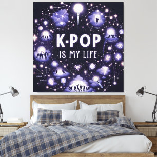 K-Pop ist mein Leben schwimmend unter den Sternen Leinwanddruck