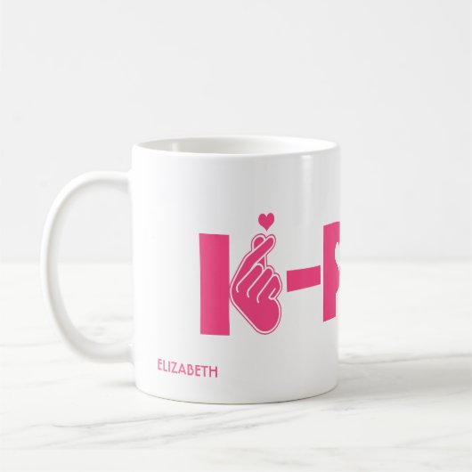 K-Pop koreanische Welle Kpop Symbol-Hand und Herz Kaffeetasse (Links)