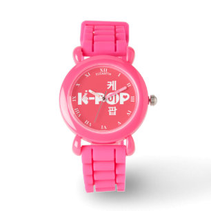 K-Pop Kpop in koreanischer Kpop-Symbol-Hand und He Armbanduhr