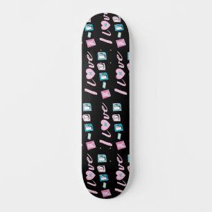 K-Pop Liebe Korean Pop Fan Monogramm Schwarz Pink Skateboard