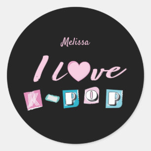 K-Pop Liebe koreanische Musik Fan Black Pink Blau Runder Aufkleber