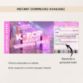 K-Pop Merch Shopping Spree Reveal Ticket Card Einladung