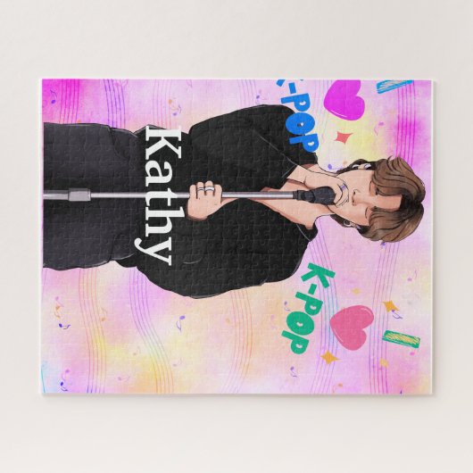 K-Pop Music Fan Boy Band Sängerin Custom Pastel Puzzle (Horizontal)