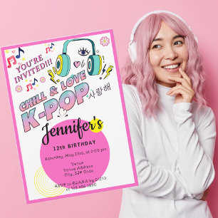 K-Pop Music Star Koreanischer Pop Thema Geburtstag Einladung