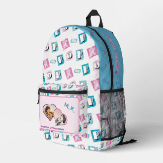 K-Pop-Musik-Hallyu-Fan schwarz blau pink zwei Foto Bedruckter Rucksack