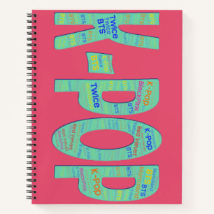 K-Pop Notebook WordArt Kool K Design Notizblock