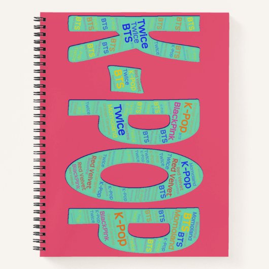 K-Pop Notebook WordArt Kool K Design Notizblock (Vorderseite)