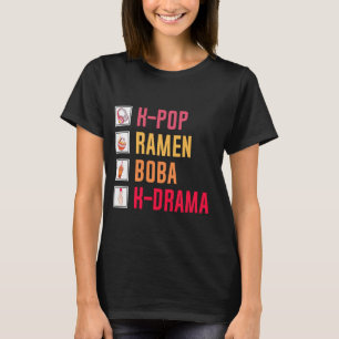 K-Pop Ramen Boba K-Drama Koreanisches Herz T-Shirt