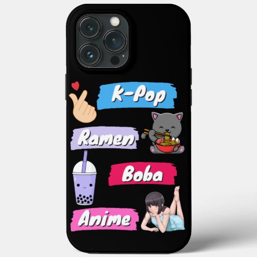 K-Pop, Ramen, Boba und Anime Pop Culture Fan Case-Mate iPhone Hülle (Rückseite)