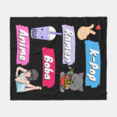 K-Pop, Ramen, Boba und Anime Pop Culture Fan Fleecedecke (Vorderseite (Horizontal))