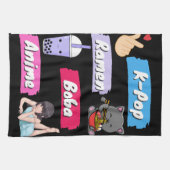 K-Pop, Ramen, Boba und Anime Pop Culture Fan Geschirrtuch (Horizontal)