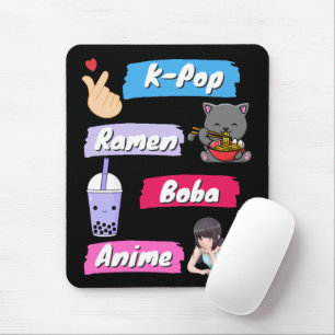 K-Pop, Ramen, Boba und Anime Pop Culture Fan Mousepad