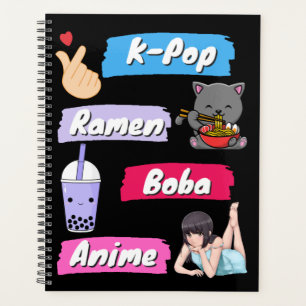 K-Pop, Ramen, Boba und Anime Pop Culture Fan Planer