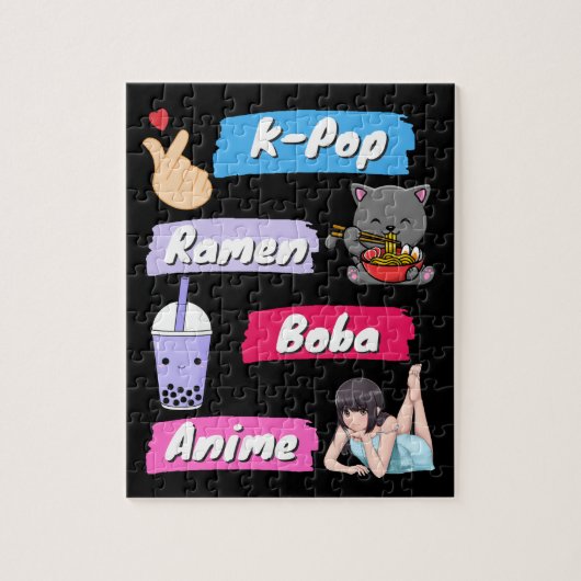 K-Pop, Ramen, Boba und Anime Pop Culture Fan    Puzzle (Vertikal)