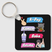 K-Pop, Ramen, Boba und Anime Pop Culture Fan Schlüsselanhänger (Vorderseite)