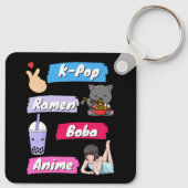 K-Pop, Ramen, Boba und Anime Pop Culture Fan Schlüsselanhänger (Rückseite)