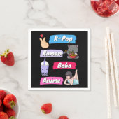 K-Pop, Ramen, Boba und Anime Pop Culture Fan Serviette (Beispiel)