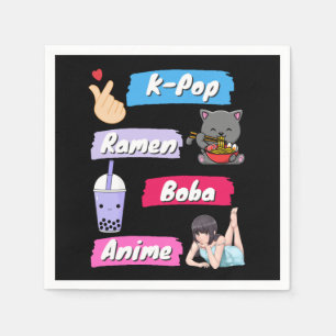 K-Pop, Ramen, Boba und Anime Pop Culture Fan Serviette