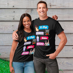 K-Pop, Ramen, Boba und Anime Pop Culture Fan T-Shirt