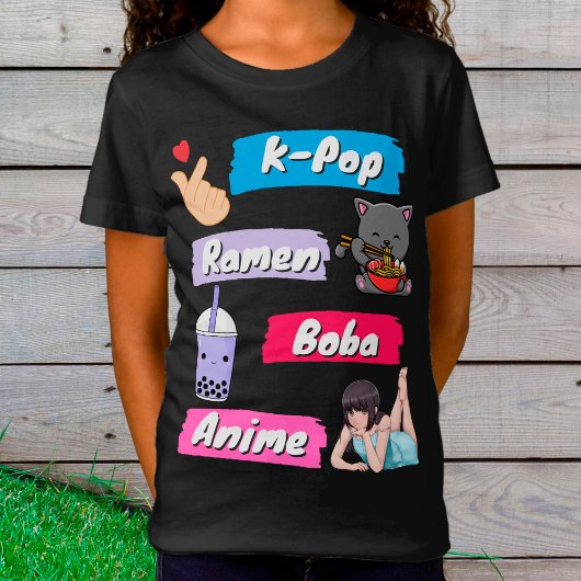 K-Pop, Ramen, Boba und Anime Pop Culture Fan T-Shirt