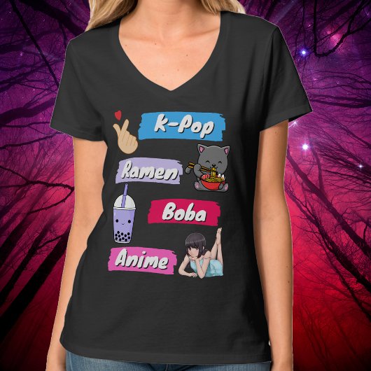 K-Pop, Ramen, Boba und Anime Pop Culture Fan T-Shirt