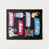 K-Pop, Ramen, Boba und Anime Pop Culture Fan Wandteppich (Vorderseite (Horizontal))