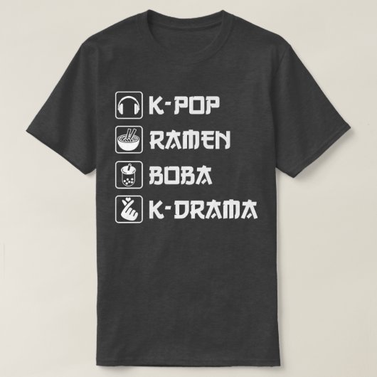 K-Pop Ramen Bubble Tea Boba K-Drama Koreanischer P T-Shirt (Design vorne)