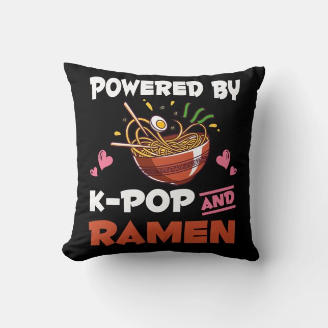 K-Pop und Ramen süchtig Kawaii Noodles Kpop Kissen (Vorderseite)