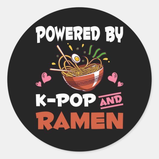 K-Pop und Ramen süchtig Kawaii Noodles Kpop Runder Aufkleber (Vorderseite)