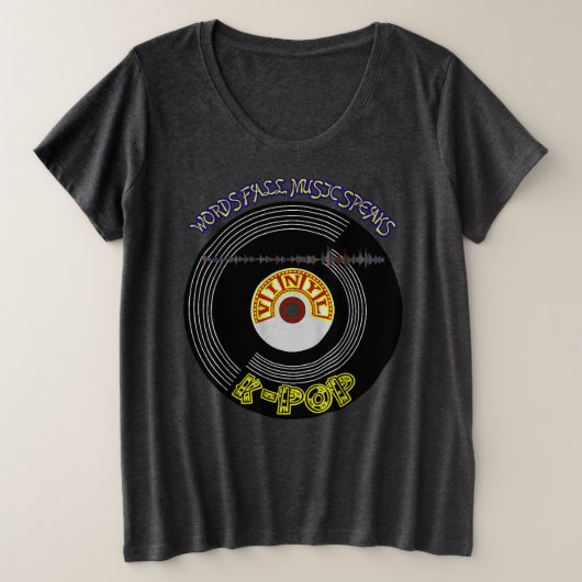 K-Pop Vinyl Record Ästhetik Große Größe T-Shirt (Design vorne)