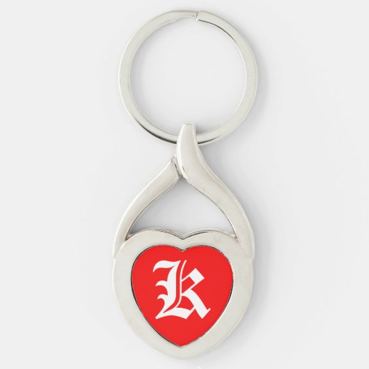 "K" Red Heart Schlüsselanhänger (Vorderseite)