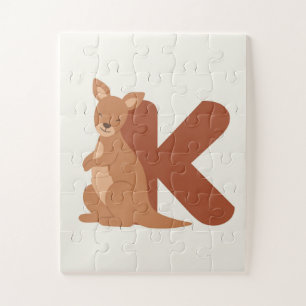 K steht für Kanguru – Süßes Tier-Alphabet-Poster Puzzle