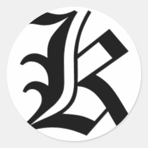 K-Text Altes Englisch Runder Aufkleber
