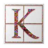 K Trajanus Red Custom Monogram Tile Fliese (Vorderseite)