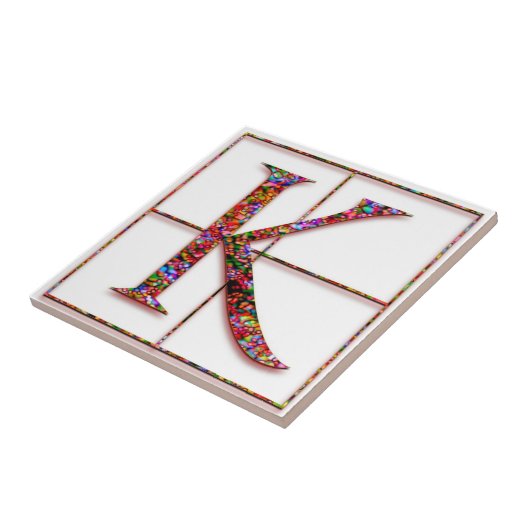 K Trajanus Red Custom Monogram Tile Fliese (Seite)