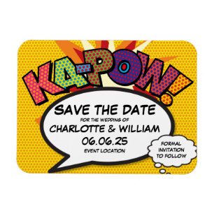 KA-POW Comic-Book-Spaß modern zum Datum speichern Magnet