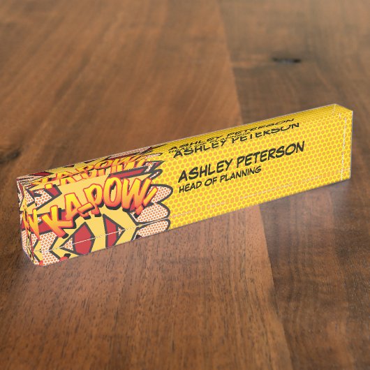 KA-POW Fun Retro Comic Book Namensplakette (Seite)