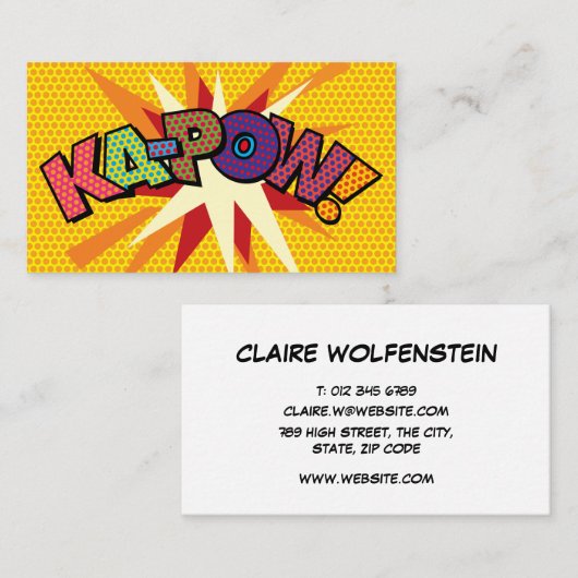 KA-POW Fun Retro Comic Book Visitenkarte (Vorne/Hinten)