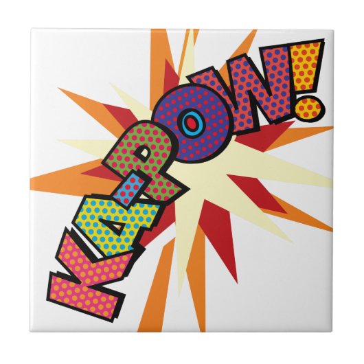 KA-POW Fun Retro Comic Bucht Pop Fliese (Vorderseite)