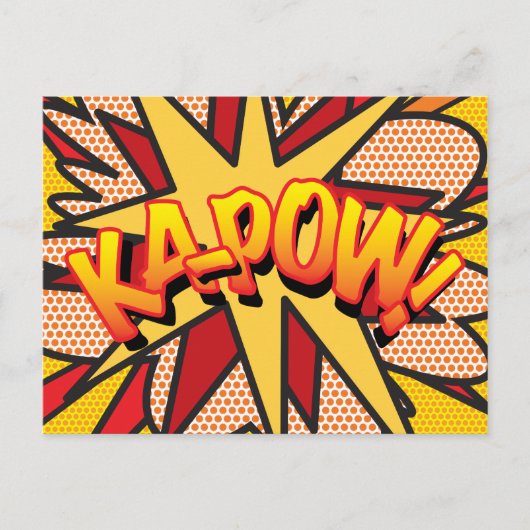 KA-POW Fun Retro Comic Pop Kunst, Dichtung und Mus Ankündigungspostkarte (Vorderseite)