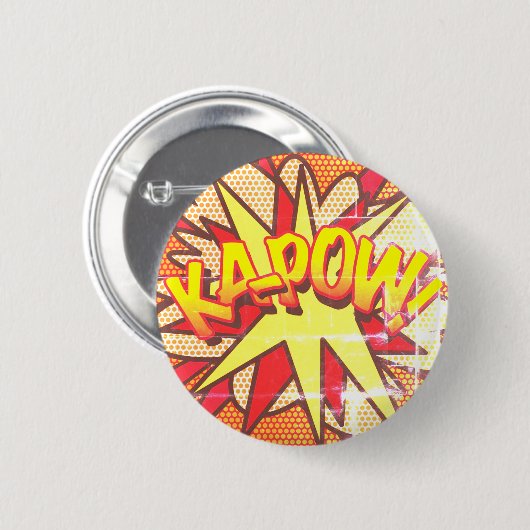 KA-POW Fun Retro Comic Pop Kunst, Dichtung und Mus Button (Vorne & Hinten)
