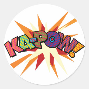 KA-POW Fun Retro Comic Pop Kunst, Dichtung und Mus Runder Aufkleber