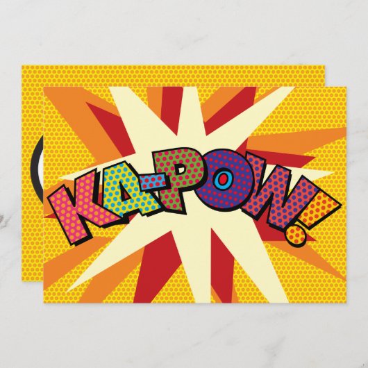 KA-POW Ihre Nachricht Sprechblase Spaß Retro Ankündigung (Vorne/Hinten)