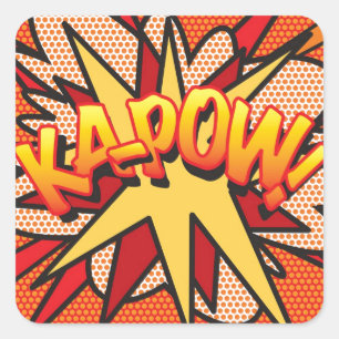 KA-POW Lustige Retro-Comic-Book-Pop-Art Quadratischer Aufkleber