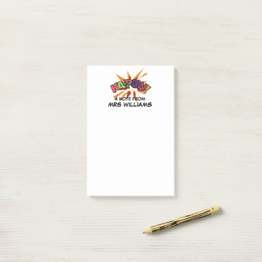 KA-POW Personalisierter Spaß - Farbiges Comic Post-it Klebezettel (Auf Schreibtisch)